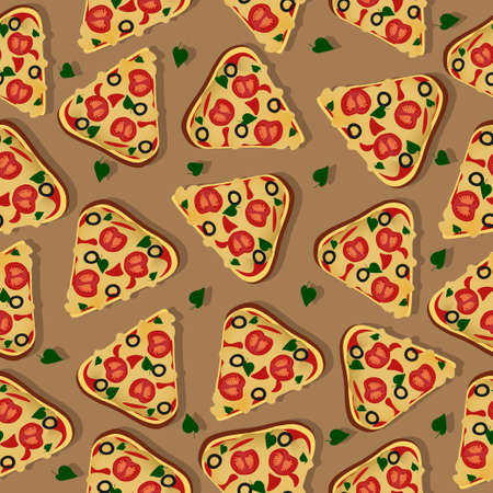 Pattern delicious fast food pizza margaritaのイラスト素材