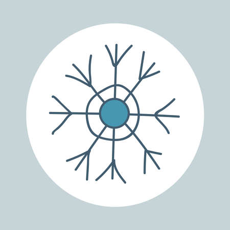 Line Art color snowflake. Decor for Christmas and New Year design of cards, banners, websites, icons. Home decor and cozy Hygge style. Hand drawn cartoon illustration for your designのイラスト素材