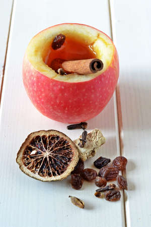 apple cider in apple cupの写真素材