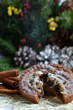 Christmas cakes with sugar dustの写真素材