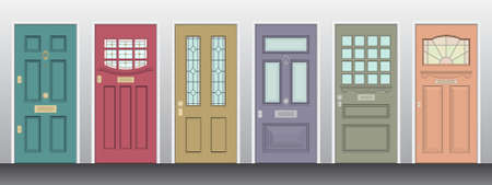 Building Set consisting of 6 Single panel front Doorsのイラスト素材