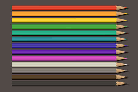 set of 13 realistic sharpened color penscils in various colorsのイラスト素材