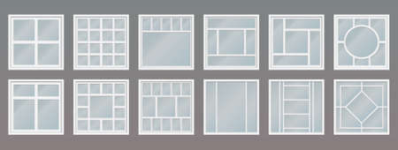 Bulilding set consisting of 12 Picture type Square Windowsのイラスト素材