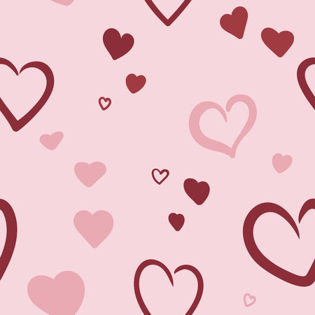 Red and pink hearts endless pattern. Vector illustration seamless background