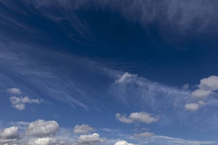 Cirrus clouds high in the sky. Background and texture for text writing
