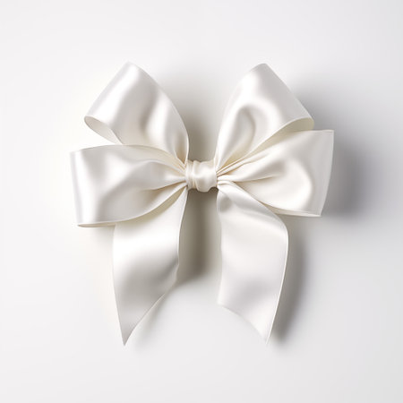 White satin bow isolated on white background. 3d illustration.の素材