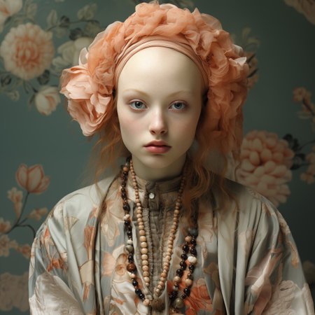 Portrait of a beautiful young girl with pink hair. Studio shot.の素材