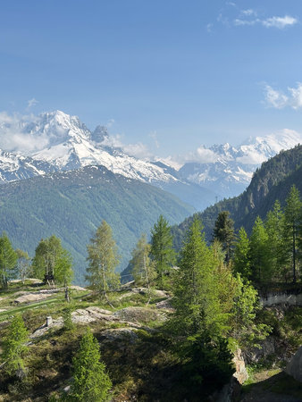 Mountain landscape in the Swiss Alps. View from the top of the mountain.