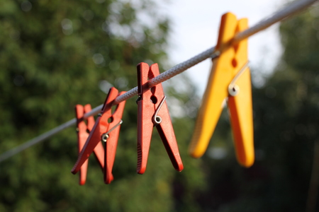 Pins on a ropeの写真素材