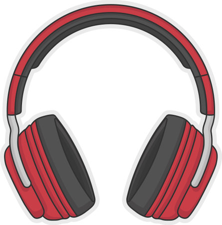 Red headphones isolated on white background. Vector illustration. Eps 10.のイラスト素材