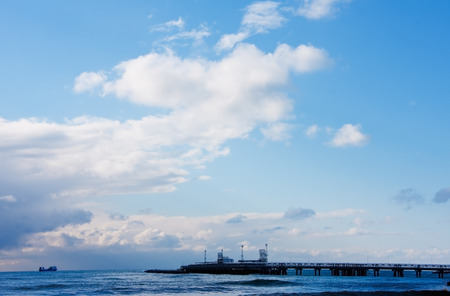 Sky over the seaportの写真素材