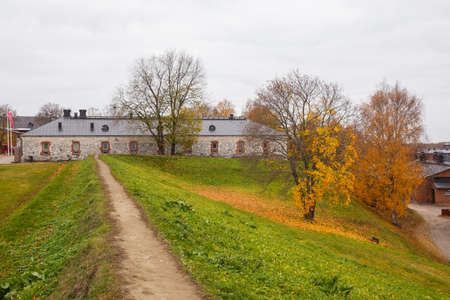 LAPPEENRANTA, FINLAND A view of the customs house in the harbor of lake Saimaa on a autumn dayの写真素材