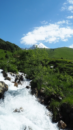 Waterfall in Svaneti region, Georgia.の写真素材