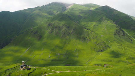 Ushguli view from the mountainの写真素材