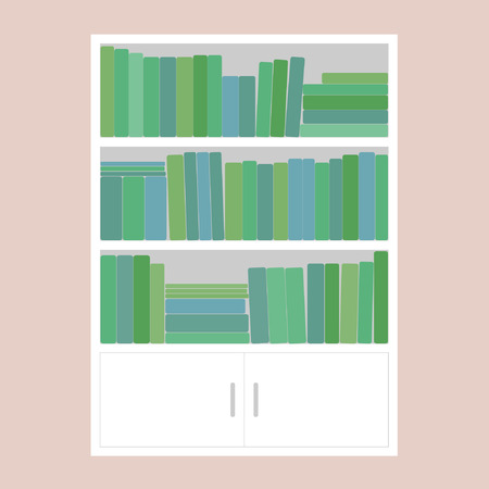 Bookshelf in flat designのイラスト素材