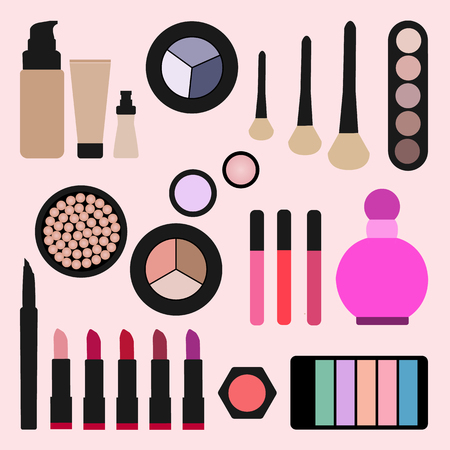 Cosmetics set in flat designのイラスト素材