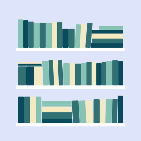 Colored books on the shelvesのイラスト素材