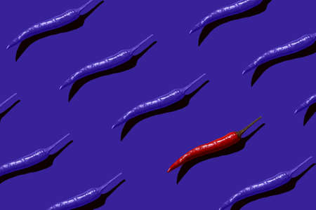 Pattern of hot chili peppers. Pop art style. Good for web banners, web design, website backgrounds. Similar to Color of the Year 2022.の写真素材