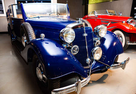 Horch 853 convertible Retro car stands in an exhibition at museumのeditorial素材