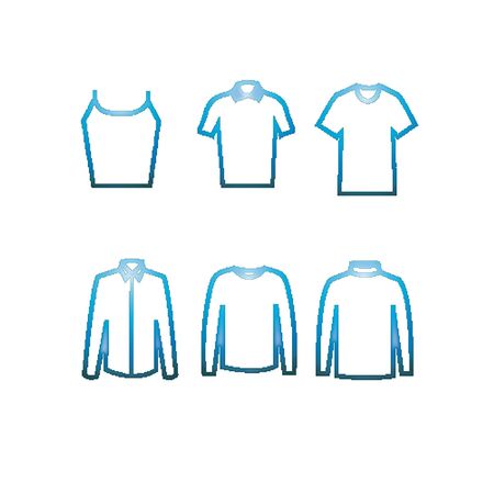 Collection of pixel art icons of shirts / different types of top / basic wardrobeのイラスト素材