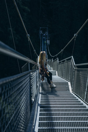 Tirol,Austria - September 1, 2023: Austrian mountains, Childrens hiking in the mountains.のeditorial素材