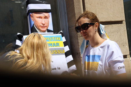 Schwabisch Gmund, Germany - July 2, 2022 Protesting on the street in the city of Schwabisch Gmundのeditorial素材