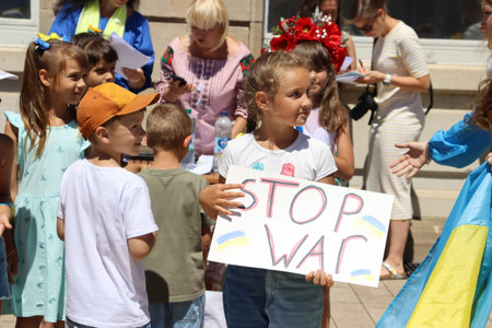 Schwabisch Gmund, Germany - July 2, 2022 Protesting on the street in the city of Schwabisch Gmundのeditorial素材