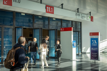 Frankfurt, Germany - October 11, 2023: Explore German industrial prowess at the premier trade show. Witness innovation, technology, and global business networking in actioのeditorial素材