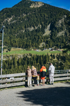 Tyrol, Austria - September 1, 2023 Group of friends in the Austrian Alpsのeditorial素材