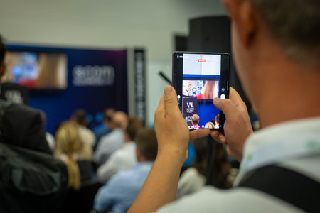 Frankfurt, Germany - October 11, 2023: Explore German industrial prowess at the premier trade show. Witness innovation, technology, and global business networking in actioのeditorial素材