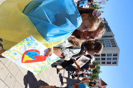 Schwabisch Gmund, Germany - July 2, 2022 Protesting on the street in the city of Schwabisch Gmundのeditorial素材