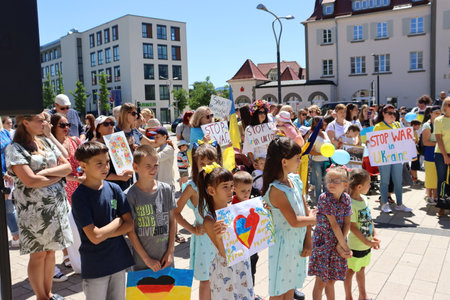 Schwabisch Gmund, Germany - July 2, 2022 Protesting on the street in the city of Schwabisch Gmundのeditorial素材