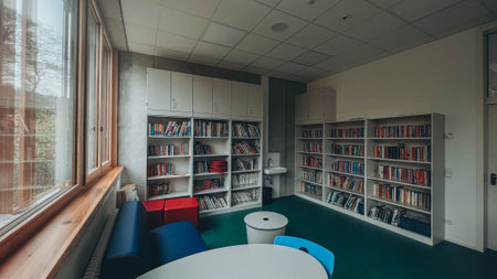 Schwabisch Gmund, Germany-November 12,2022: School library in a German school