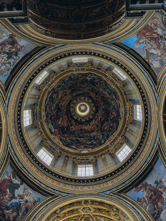 Rome, Italy - April 2, 2023. The interior domes of the chapels of St. Peters Basilica, Vatican, St....