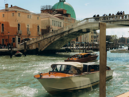 Venice, Italy - april 2,2023: Venice Grand Canal, tourists riding gondolas