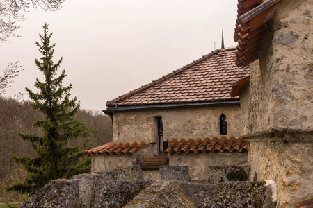 Honau GERMANY- April 7, 2024. View of the buildings in the courtyard of Liechtensteinのeditorial素材