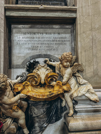 Rome, Italy - April 2, 2023. The interior domes of the chapels of St. Peters Basilica, Vatican, St....