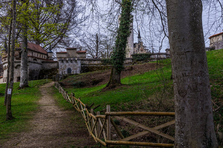 Honau GERMANY- April 7, 2024. View of the buildings in the courtyard of Liechtensteinのeditorial素材