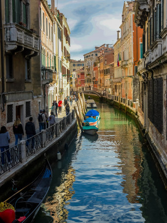 Venice, Italy - april 2,2023: Venice Grand Canal, tourists riding gondolasのeditorial素材