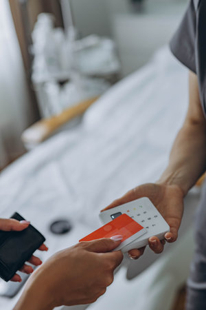 Close up of credit card contactless payment. High quality photoの写真素材