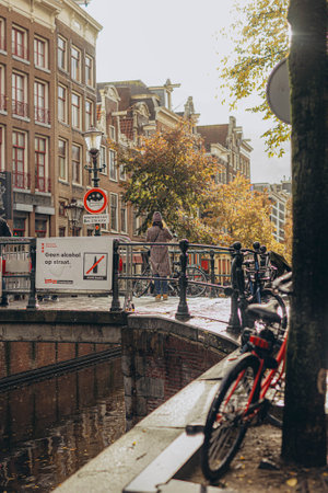 Netherlands,Amsterdam- October 11,2024 ,Picturesque autumn scene in cityのeditorial素材