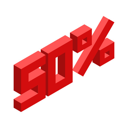 Discount fifty percent. Isometric styleのイラスト素材