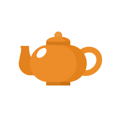 Teapot Orange icon in a flat style. Sign design.のイラスト素材