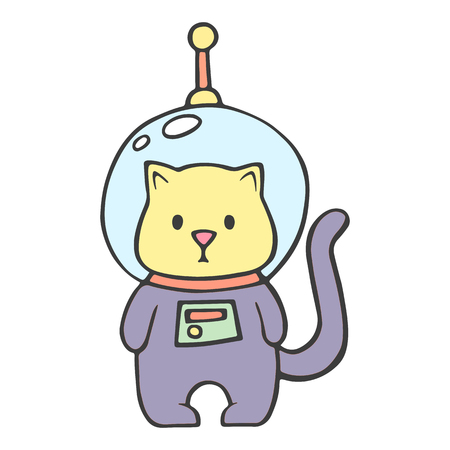 Funny feline in astronaut suit iconのイラスト素材