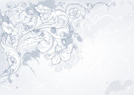 grunge background with floral elementsのイラスト素材