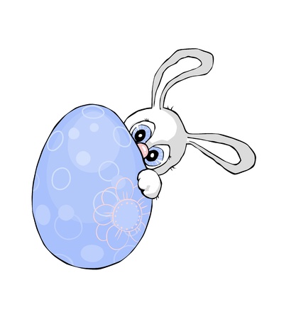 Easter bunny with egg on white backgroundのイラスト素材