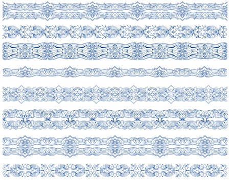 set of 8 seamless borders のイラスト素材