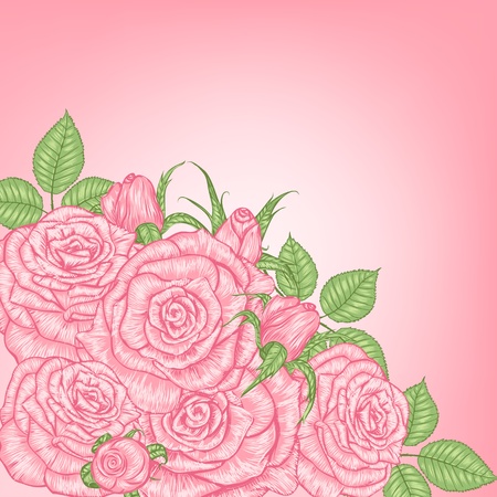 bouquet of pink rosesのイラスト素材
