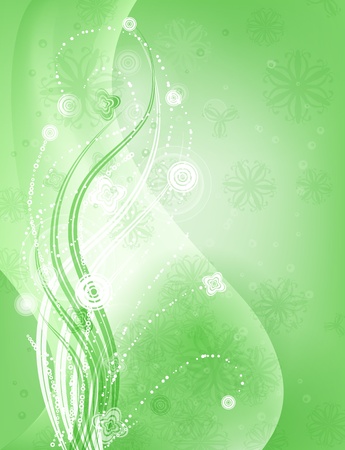 green abstract background with floral elementsのイラスト素材