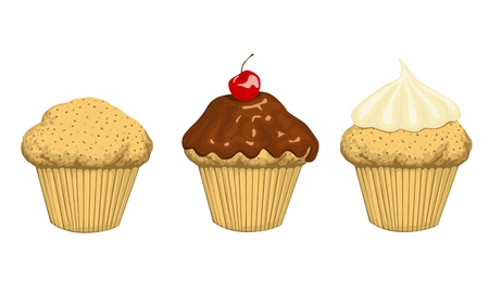 set of 3 cup cakesのイラスト素材